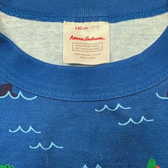 Like New Hanna Andersson Kids Pajamas US 12 Blue Sea Monsters – Organic Cotton - Picture 2 of 3